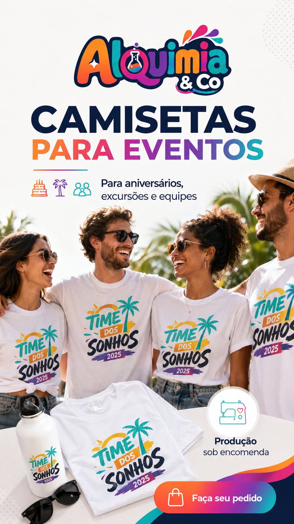 Camisetas para eventos exemplo Alquimia & Co