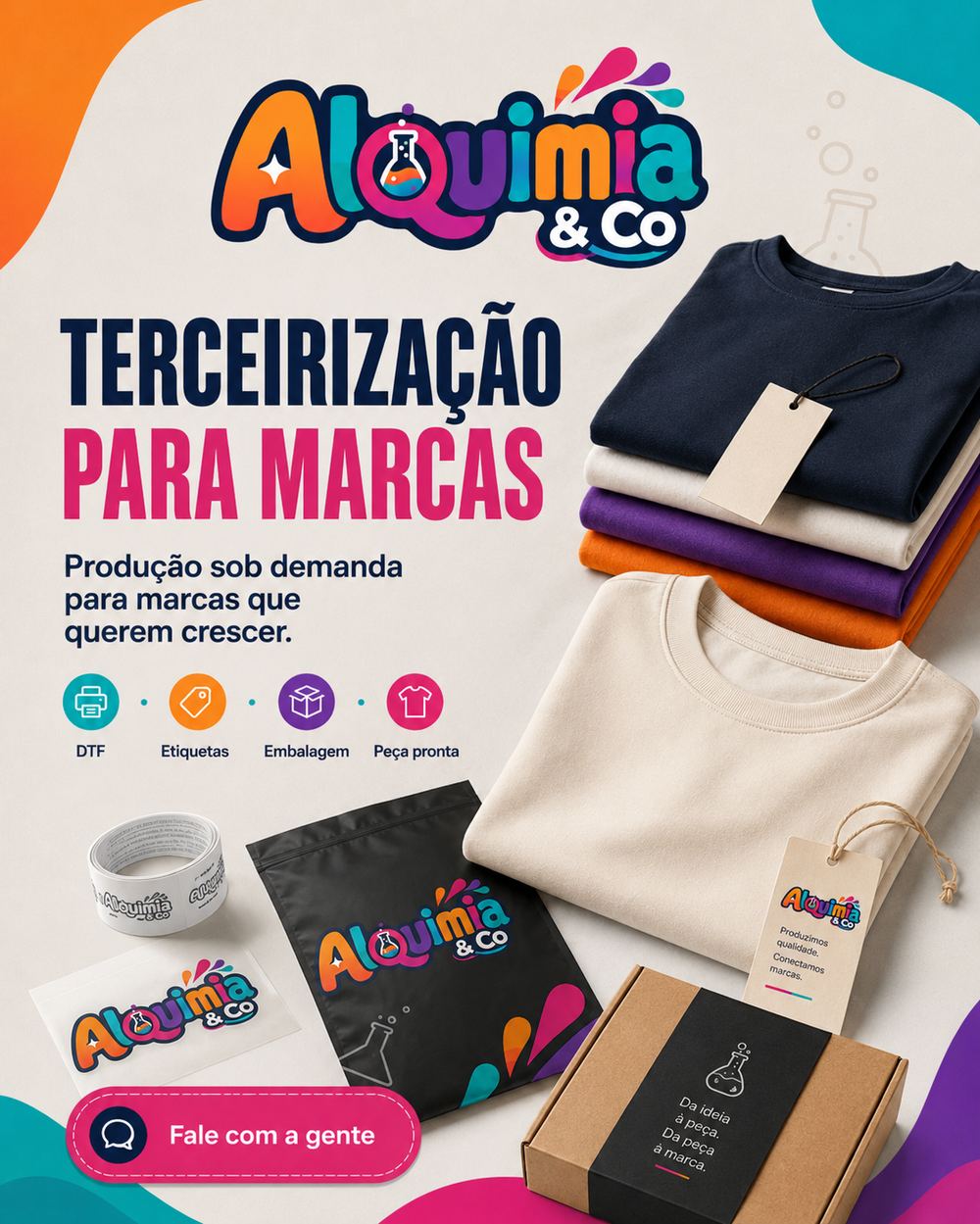 Peças lisas dobradas, etiquetas e embalagem para terceirização de marcas